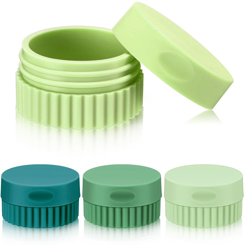 Maxcheck 4 Pcs Travel Containers for Toiletries 0.68 Oz/20 ml Small Silicone Cream Jar with Lid Mini Leakproof Lotion Jar Refillable Travel Cosmetic Container for Face Body Skin Cream (Green Color) - Image 1