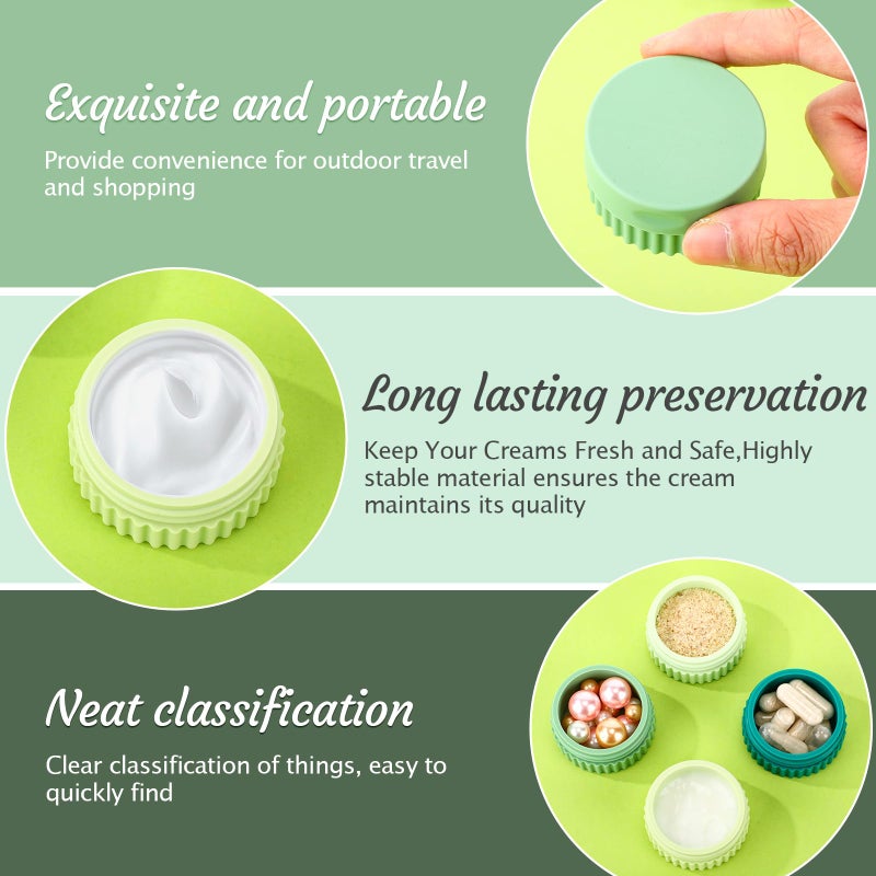Maxcheck 4 Pcs Travel Containers for Toiletries 0.68 Oz/20 ml Small Silicone Cream Jar with Lid Mini Leakproof Lotion Jar Refillable Travel Cosmetic Container for Face Body Skin Cream (Green Color) - Image 4