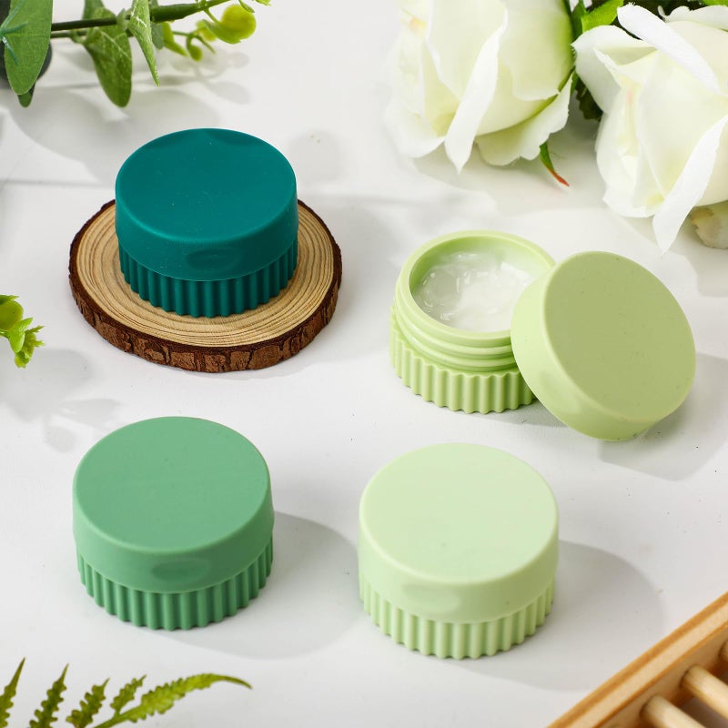 Maxcheck 4 Pcs Travel Containers for Toiletries 0.68 Oz/20 ml Small Silicone Cream Jar with Lid Mini Leakproof Lotion Jar Refillable Travel Cosmetic Container for Face Body Skin Cream (Green Color) - Image 2