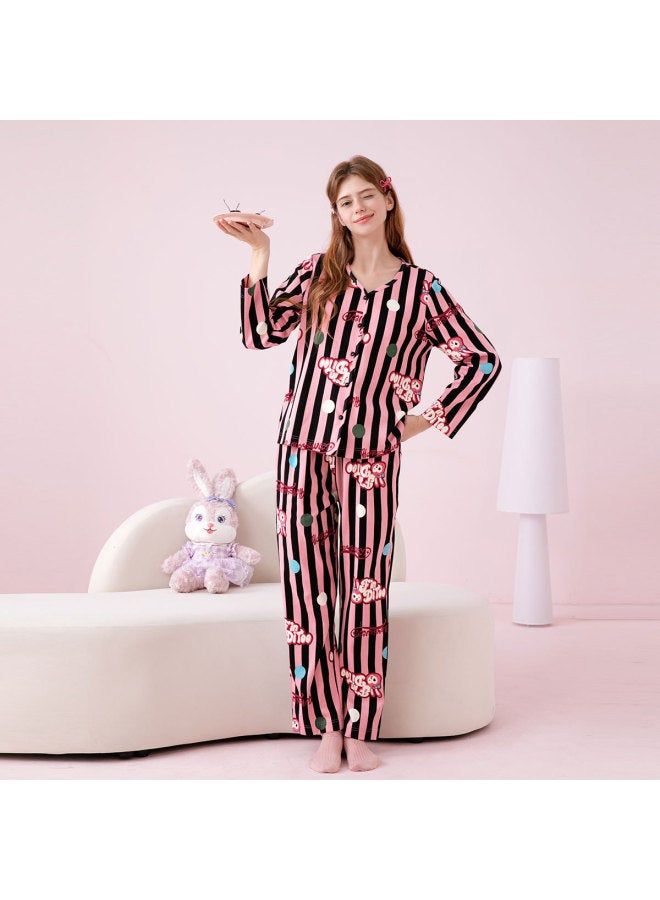 Fenton طقم ملابس نوم مخطط بأكمام طويلة للنساء من باودر باني، بيجاما منزلية لطيفة - Image 5