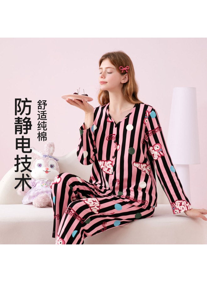 Fenton طقم ملابس نوم مخطط بأكمام طويلة للنساء من باودر باني، بيجاما منزلية لطيفة - Image 2