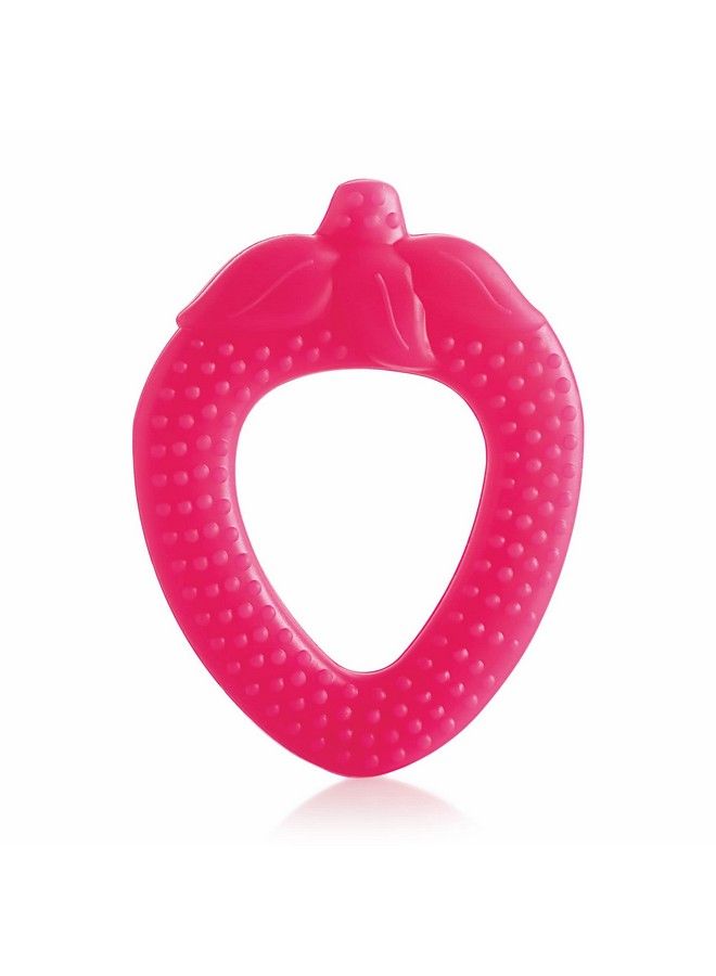 Beebaby Strawberry Fruit Shape Soft Silicone Teether For 3 6 Months With Carrying Case Bpa Free Teething Toy For Babies With Textured Surface For Soothing Gums. 100% Food Grade (Strawberry Pink) - Image 2