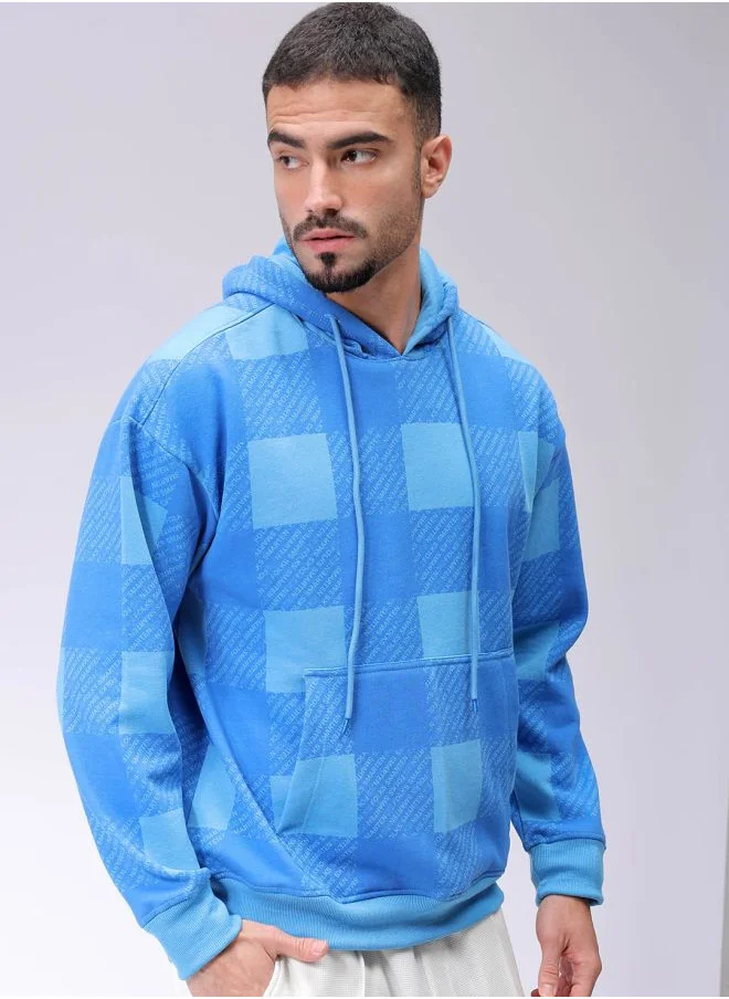 شركة المرآب الهندية Men Relaxed Fit Geometric Overhead Hooded Sweatshirt