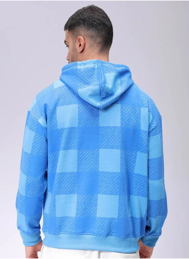 شركة المرآب الهندية Men Relaxed Fit Geometric Overhead Hooded Sweatshirt