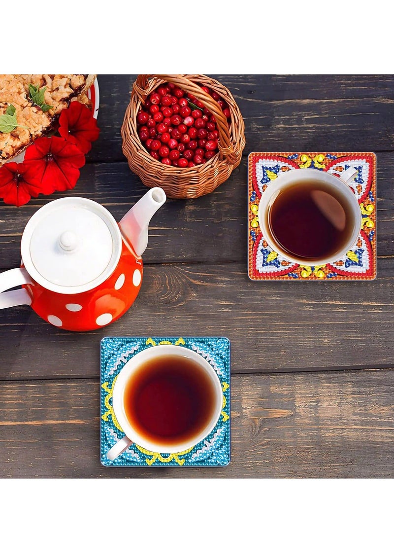 Y&D 9 Pcs Diamond Painting Coasters with Holder, DIY Mandala Art for Drinks, Small Kits Adults Accessories Dots Craft Supplies  - Image 4