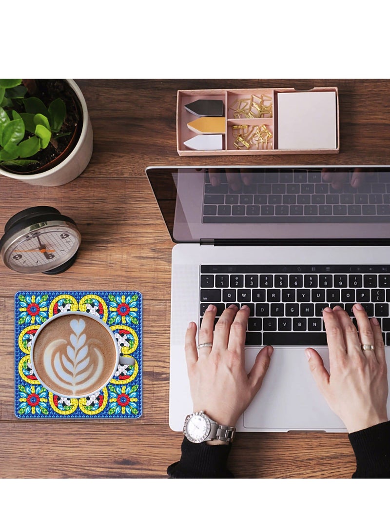 Y&D 9 Pcs Diamond Painting Coasters with Holder, DIY Mandala Art for Drinks, Small Kits Adults Accessories Dots Craft Supplies  - Image 3