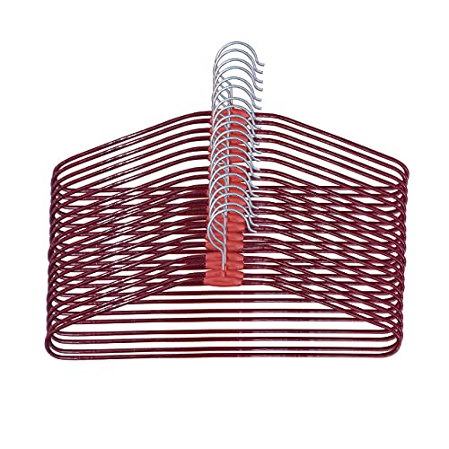 ROLLYWARE Steel Cloth Hanger India's First Unique Design 20 Pieces Stainless Steel Red Hanger (Set of 20) - Image 1