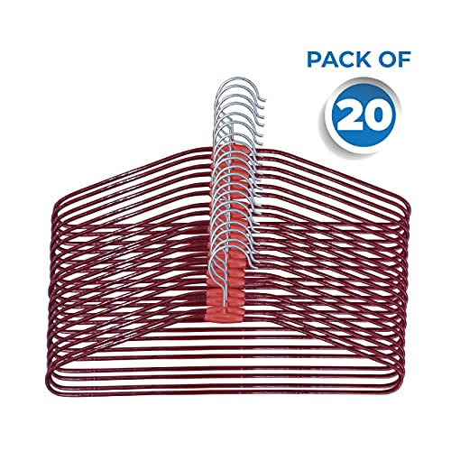 ROLLYWARE Steel Cloth Hanger India's First Unique Design 20 Pieces Stainless Steel Red Hanger (Set of 20) - Image 5