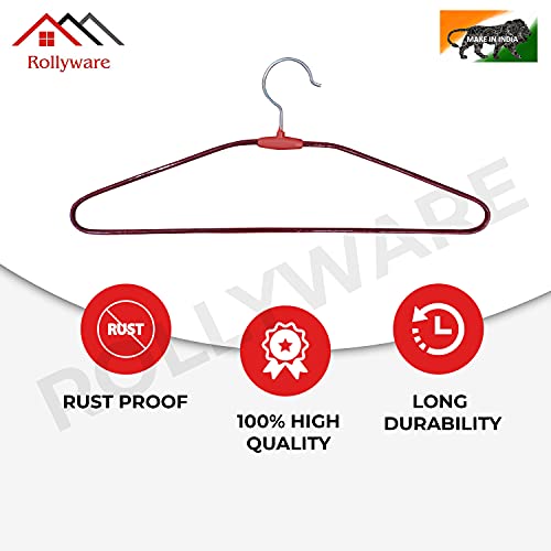 ROLLYWARE Steel Cloth Hanger India's First Unique Design 20 Pieces Stainless Steel Red Hanger (Set of 20) - Image 4