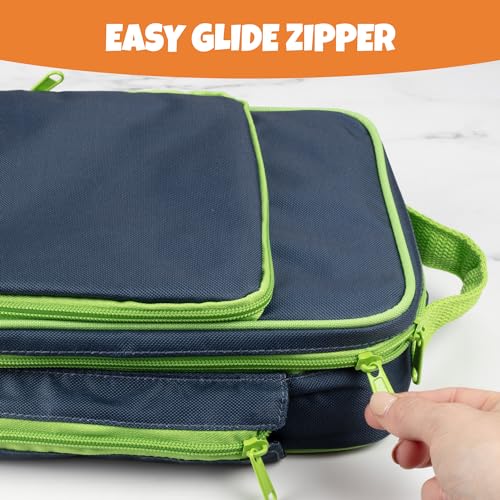 Bentology Insulated Lunch Box w Snack Pocket & Water Bottle Holder-Girls or Kids School Lunchbox Tote Keeps Food Hotter or Colder Longer-Reusable Bag Fits Most Bento Boxes Ice Packs Nesting Container-Blue Green - Image 5
