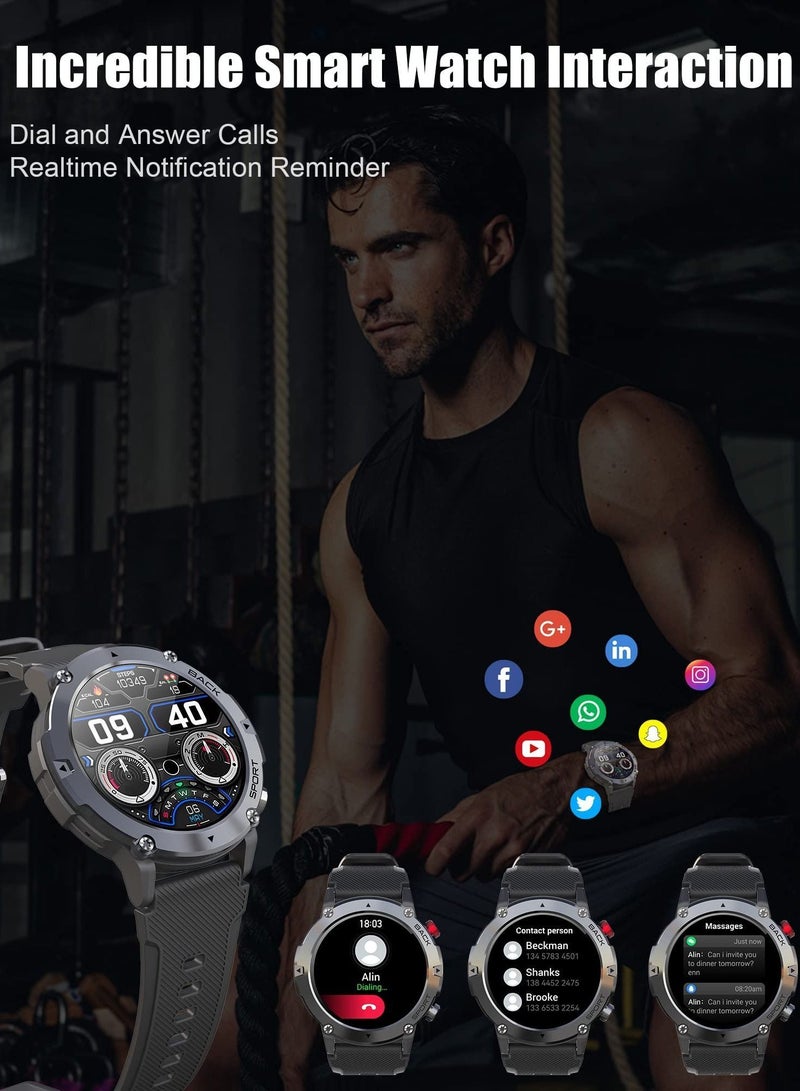 Y&D Smart Watch for Men, Fitness Smartwatch with Bluetooth Call, IP68 Waterproof, Heart Rate Monitor, Sleep Tracker, and 20+ Sports Modes Android iOS - Image 2