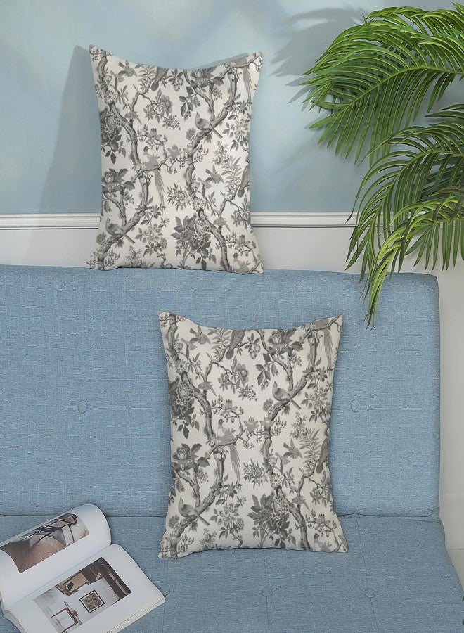 GOLIANDA Black Floral Bird Pillow Covers 18x18 Set of 2 Chinoiserie Throw Pillows Black Vintage Flowers Bird Decorative Pillow Cases Outdoor Chinoiserie Decor Farmhouse Cushion Case for Couch Sofa - Image 3