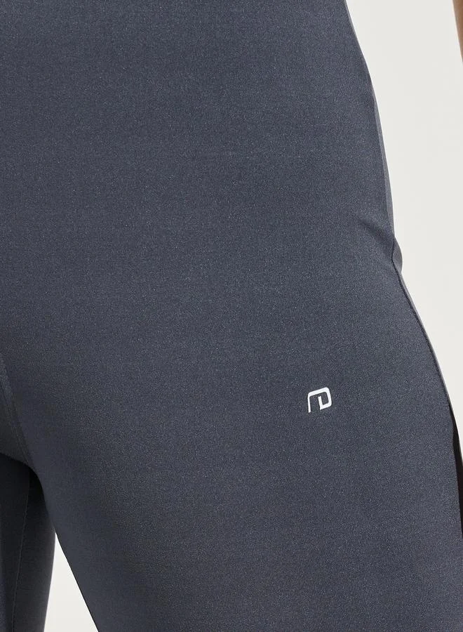 Styli Active grey Broad Waistband Basic Leggings for Women | Best Price UAE