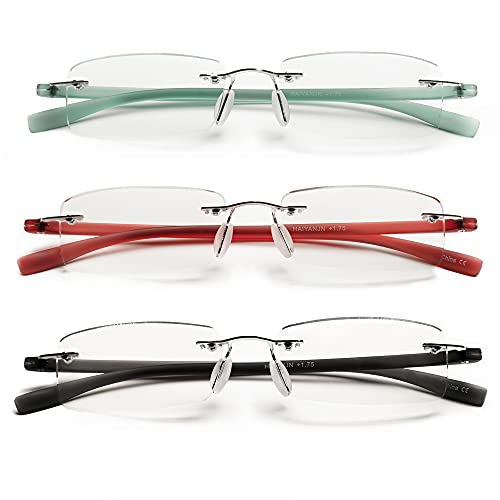 HIYANJN Rimless Reading Glasses For Women Tr90 Blue Light Blocking Eyeglasses Lightweight Frameless Computer Readers(3-Pack,2.5) - Image 2