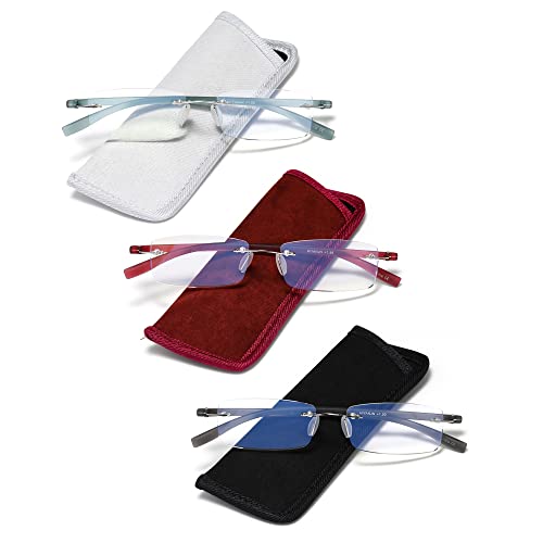 HIYANJN Rimless Reading Glasses For Women Tr90 Blue Light Blocking Eyeglasses Lightweight Frameless Computer Readers(3-Pack,2.5) - Image 1
