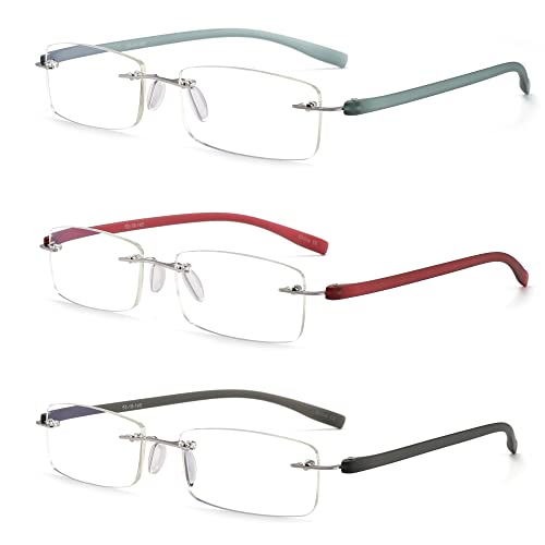 HIYANJN Rimless Reading Glasses For Women Tr90 Blue Light Blocking Eyeglasses Lightweight Frameless Computer Readers(3-Pack,2.5) - Image 3