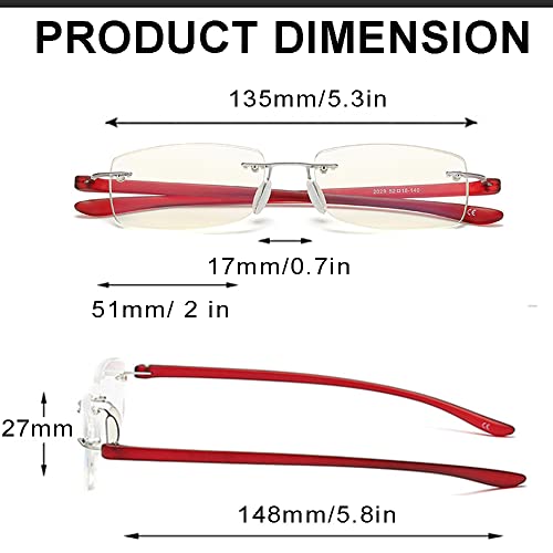 HIYANJN Rimless Reading Glasses For Women Tr90 Blue Light Blocking Eyeglasses Lightweight Frameless Computer Readers(3-Pack,2.5) - Image 4