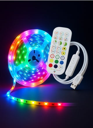 3M RGBIC Multi Color LED Strip Light, USB Connectivity, Remote Control, 20+ Lighting Modes, Music Sync Modes, Timer Settings, For Gaming Setup, Entertainment, PC, TV, Room Decor - pzsku/ZA3A7440A6901EC292E6DZ/45/1745408259/09a420be-5368-4457-8a0a-a9275d1ad810