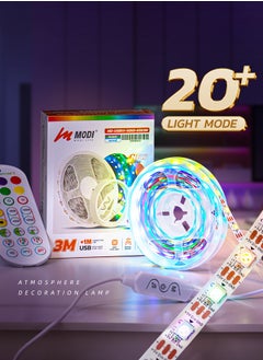 MODI 3M RGBIC Multi Color LED Strip Light, USB Connectivity, Remote Control, 20+ Lighting Modes, Music Sync Modes, Timer Settings, For Gaming Setup, Entertainment, PC, TV, Room Decor  - Image 2