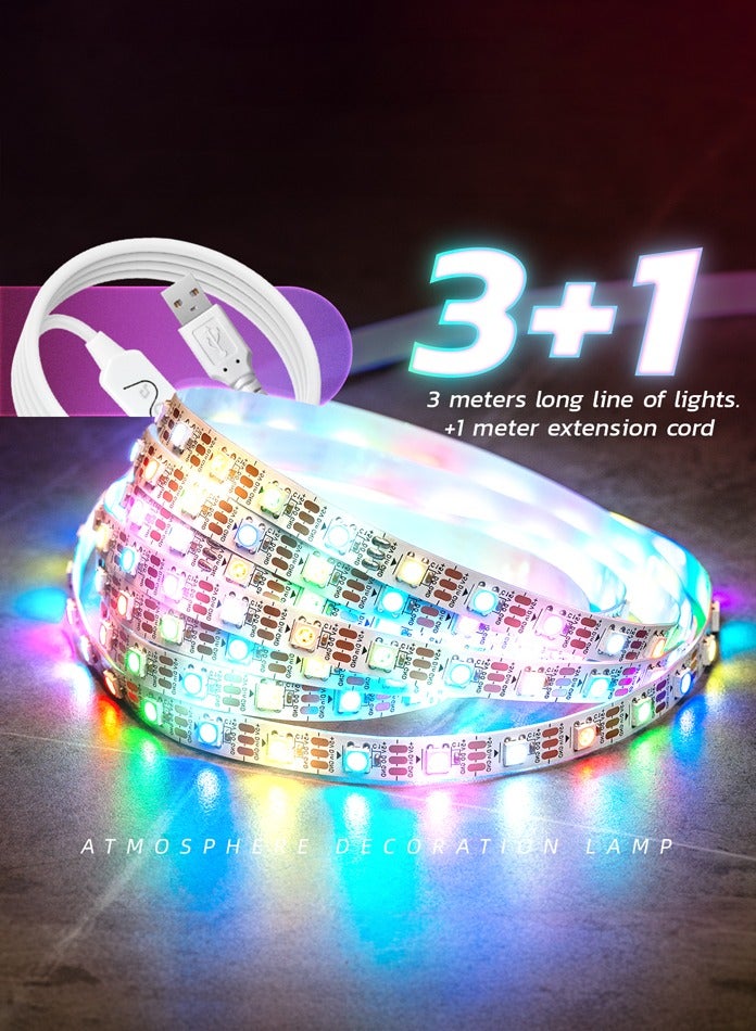 MODI 3Meter RGBIC Multi Color LED Strip Light, USB Connectivity, Remote Control, 20+ Lighting Modes, Music Sync Modes, Timer Settings, For Gaming Setup, Entertainment, PC, TV, Room Decor - Image 4