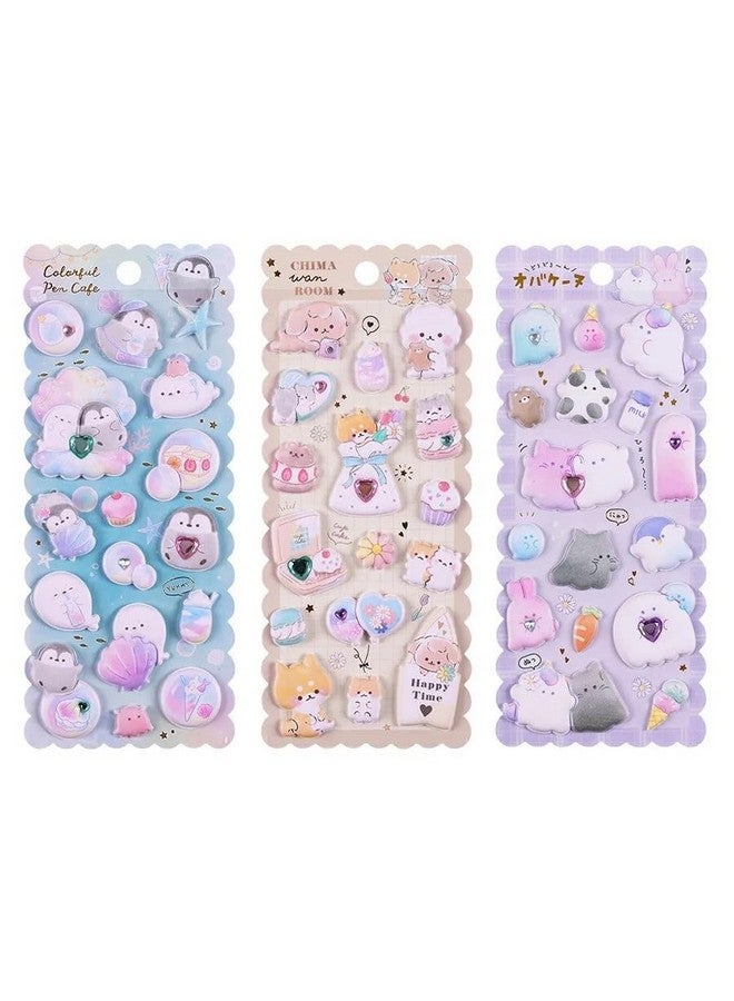 تيمسون مجموعة ملصقات كاواي من تيمسون - ملصقات منتفخة للأطفال، ملصقات ثلاثية الأبعاد، ملصقات جمالية، ملصقات إسفنجية للأطفال، ملصقات ذاتية اللصق، ملصق غطاء خلفي للهاتف المحمول للبنات (SL-ANT-7-12) (مجموعة من 3) - Image 3