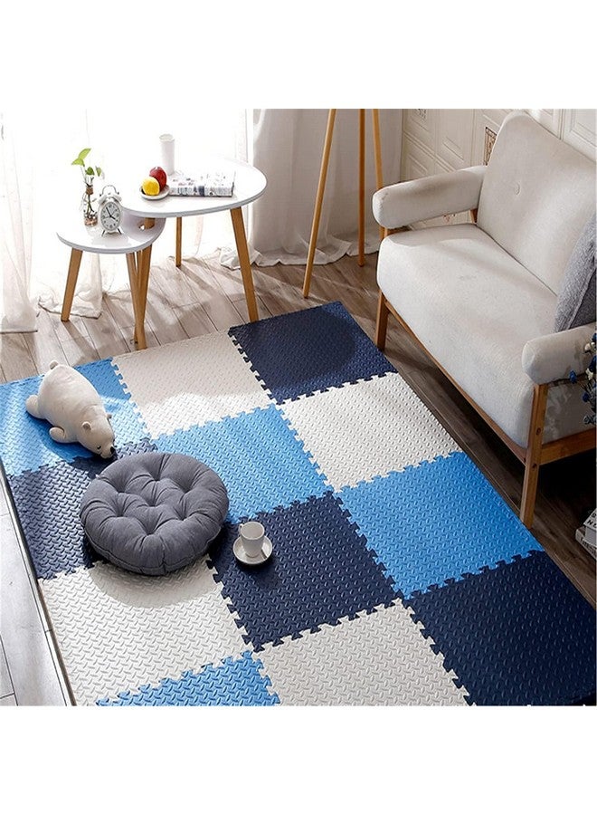 سيجناترون أرضيات سيجناترون المتشابكة || سجادة لعب متشابكة للأطفال || سجادة أرضية للمتاجر || سجادة أرضية للمطبخ || سجادة للحيوانات الأليفة || سمك ١٢ مم (١٢، أزرق داكن - أزرق - أبيض، ٦٠ × ٦٠ × ١٫٢ سم) - Image 1