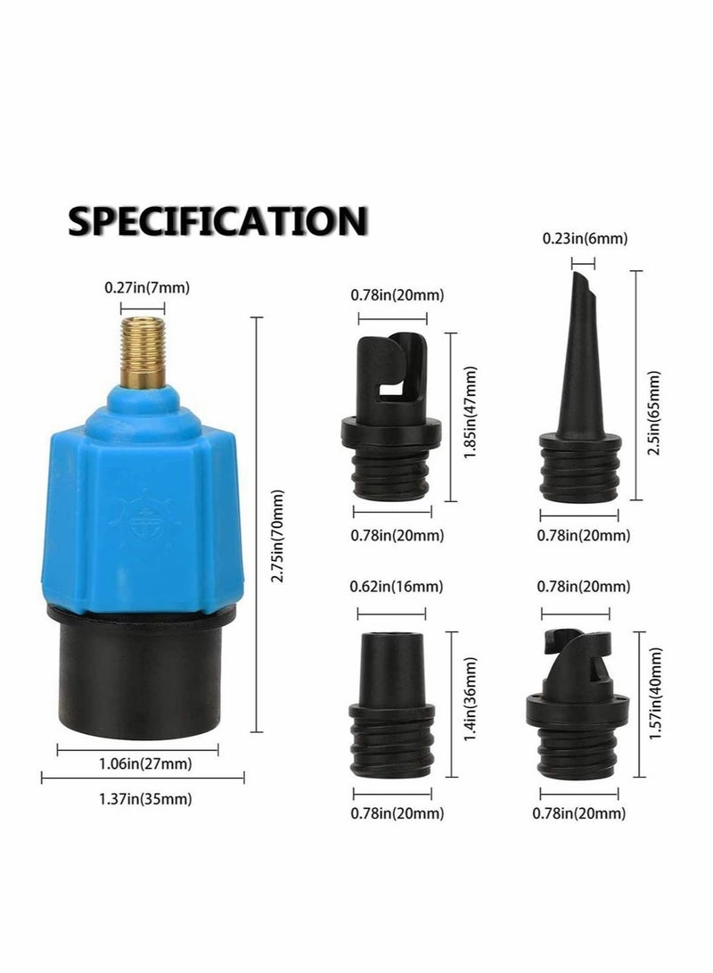 SOLARAE Electric Pump Adaptor Compressor Air Valve Converter Multifunction Valve Adapter with 4 Air Nozzles for Halkey Roberts Valve, Stand Up Inflatable Paddle Board, Inflatable Bed, Inflatable Boat - Image 4