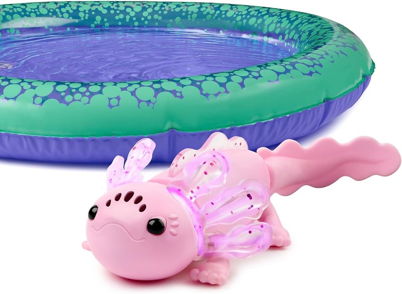 Fingerlings Interactive Baby Axolotl with Inflatable Pool, Alix, Swims and Lights Up in Water, Rainbow Lights Tell Your Mood (Ages 5+) - Image 1