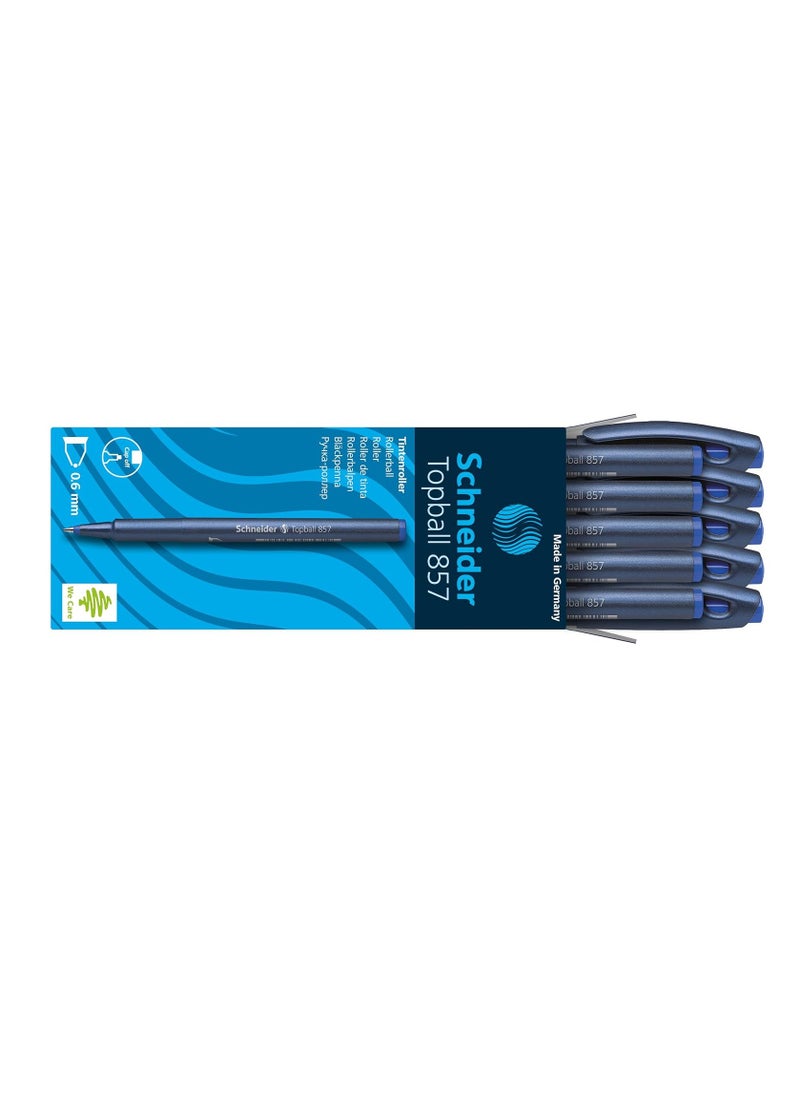 Schneider - Schneider Topball 857 Rollerball 0.6mm, Box of 10,Blue (8573) - Image 1