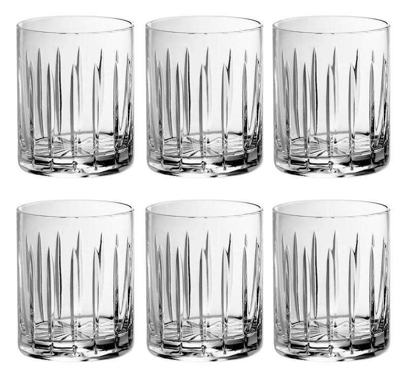 Barski Tumbler Glass  Double Old Fashioned  Set of 6 Glasses  Hand Cut Crystal  Designed DOF tumblers  For Whiskey  Bourbon  Water  Beverage  Drinking Glasses  11 oz  Made in Europe