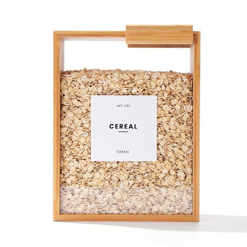 Bamboo 2L Food Dispenser for Kitchen  Cereal Dispenser  Food Storage Container for Pantry Organization