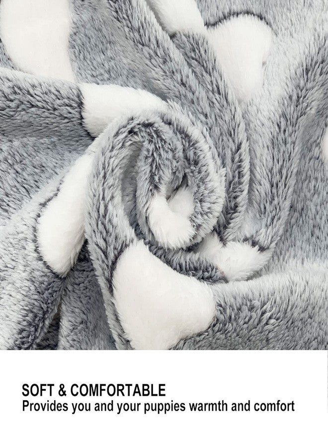 SORKUT 1 Pack 3 Puppy Blankets Super Soft Warm Sleep Mat Grey Cute Print Fluffy Fleece Pet Flannel Throw Dog Blankets for Small Dogs Cats,Star&Bone&Love- Small (23"x15") - Image 4