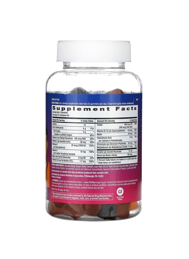 milestones Teen Gummy Multivitamin - Natural Assorted Fruit Flavors - 120 Gummies