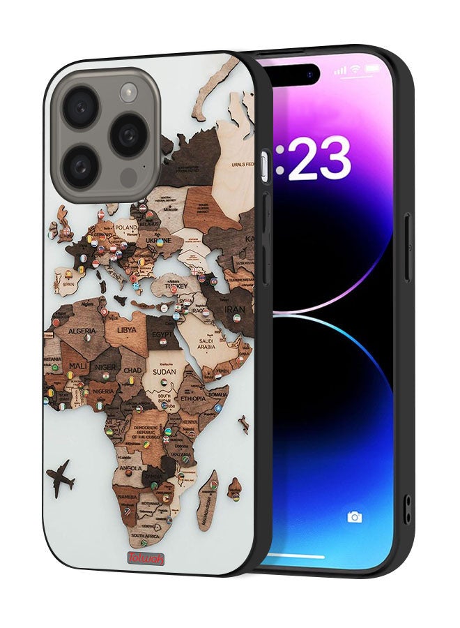 Tolwak Apple iPhone 15 Pro Max Protective Case Cover World Map Art - Image 1