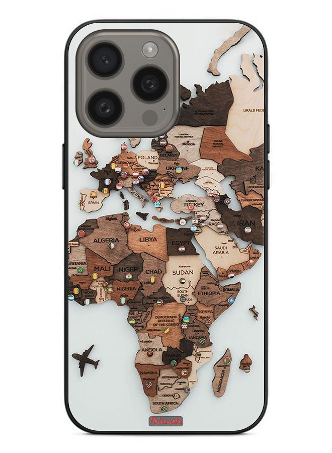 Tolwak Apple iPhone 15 Pro Max Protective Case Cover World Map Art - Image 2