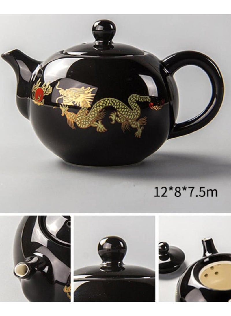 Jingke Pure Hand-made Teapots Kung Fu Teapots Household Teapots Exquisite Ceramic Tea Sets,Black Golden Dragon Teapot 200ml - Image 3