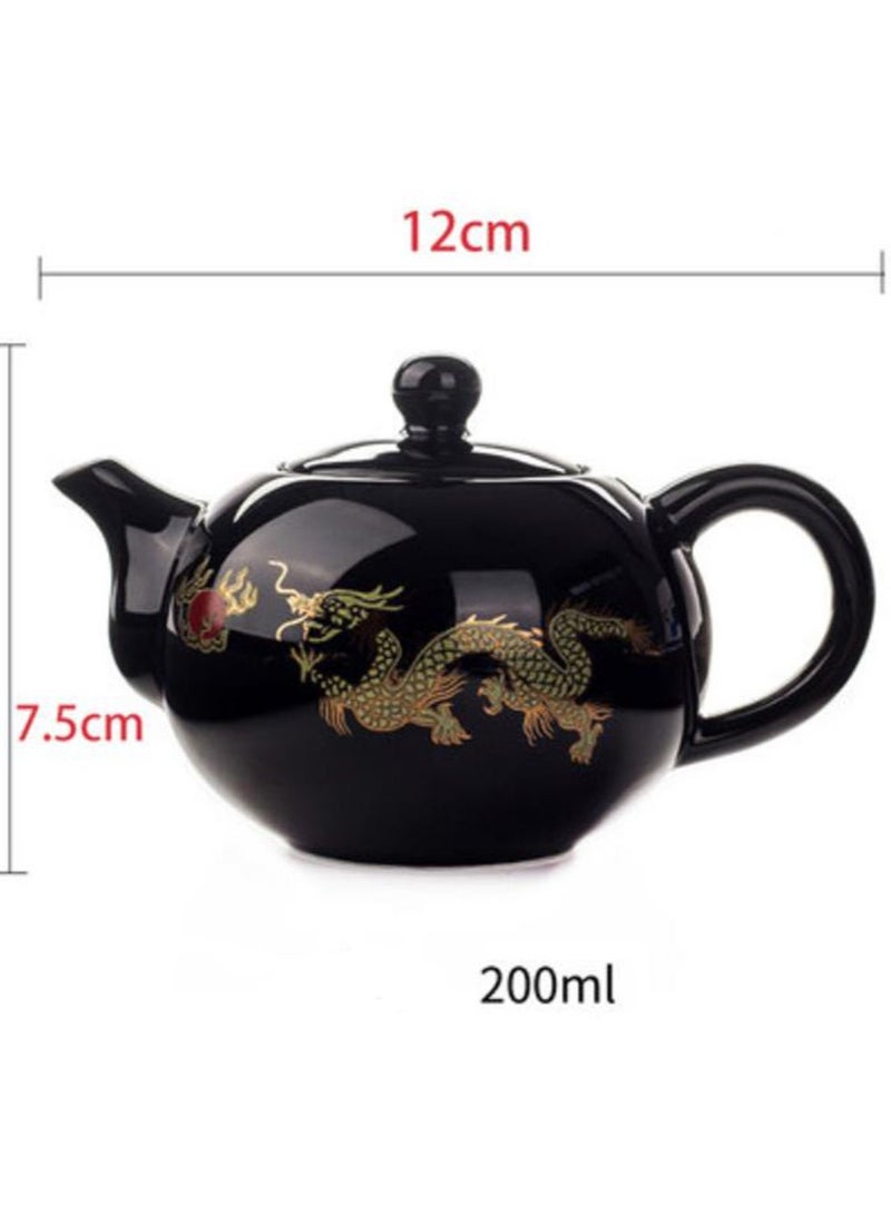 Jingke Pure Hand-made Teapots Kung Fu Teapots Household Teapots Exquisite Ceramic Tea Sets,Black Golden Dragon Teapot 200ml - Image 2
