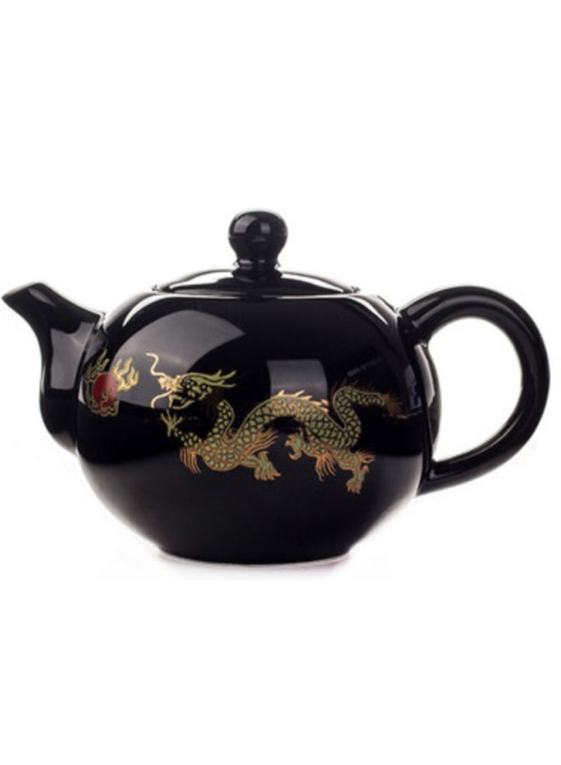 Jingke Pure Hand-made Teapots Kung Fu Teapots Household Teapots Exquisite Ceramic Tea Sets,Black Golden Dragon Teapot 200ml - Image 1