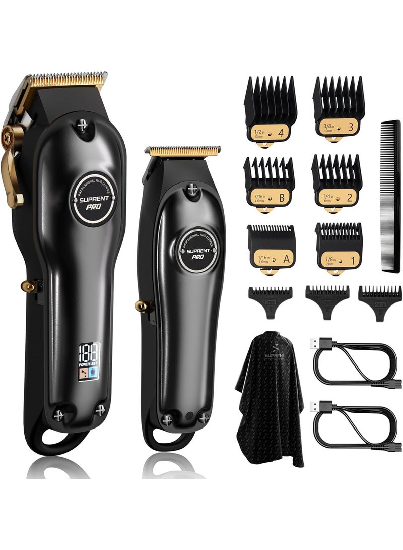 SUPRENT Professional Hair Clippers for Men, Hair Cutting Kit & Zero Gap T-Blade Trimmer Combo, Cordless Barber Clipper Set with LED Display - Image 1