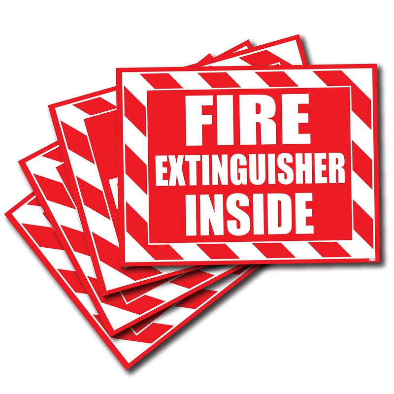 Wrapco 4 Pack Fire Extinguisher Inside Sticker Decal Sign Self Adhesive for Trucks or Equipment 