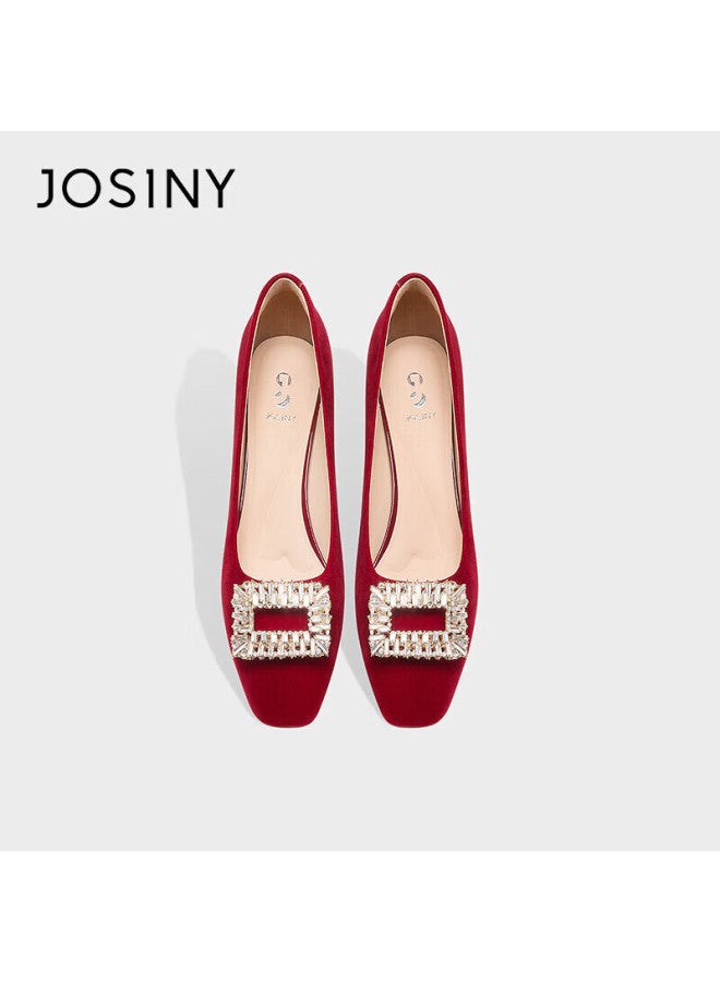 Josiny Chinese Style Wedding Shoes For Women, Xiuhé Dress Bridal Shoes, Dual-wear Comfortable Engagement Red High Heels, Red, Size 38 - Image 5