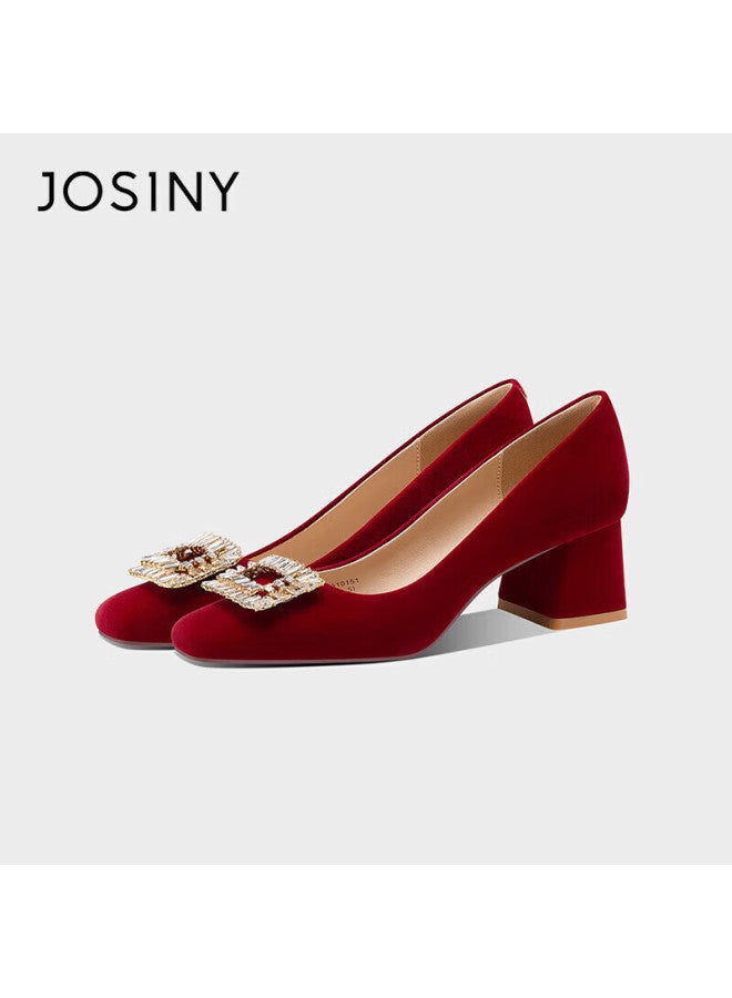 Josiny Chinese Style Wedding Shoes For Women, Xiuhé Dress Bridal Shoes, Dual-wear Comfortable Engagement Red High Heels, Red, Size 38 - Image 4