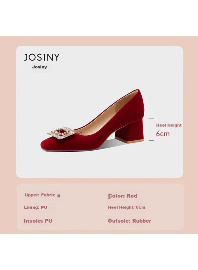 Josiny Chinese Style Wedding Shoes For Women, Xiuhé Dress Bridal Shoes, Dual-wear Comfortable Engagement Red High Heels, Red, Size 38 - Image 2