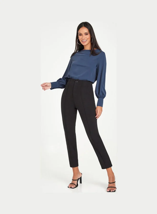 Styli Button Cuff Volume Sleeves Blouse