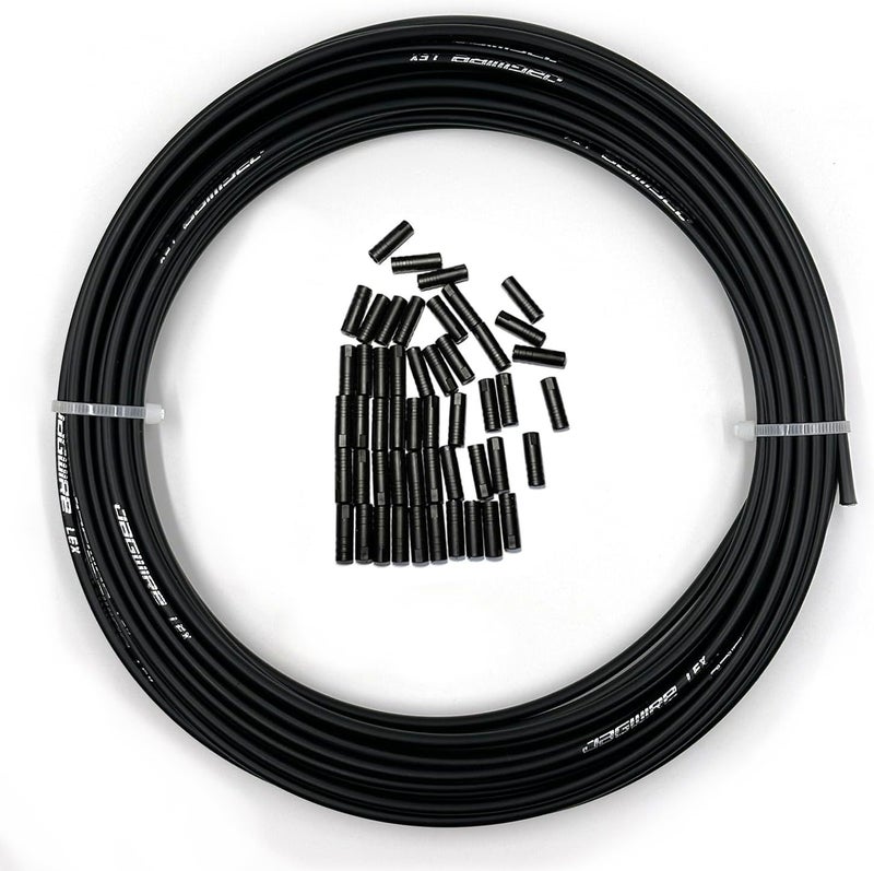 Farbetter Lined Bicycle Bike Derailleur/Shift Cable Housing, 4mm x 50ft, Including 50 PCS Cable End Caps Kit, The Most Trusted DIY Set for SRAM/Shimano Mountain Bike Road Bike (Black) - Image 1