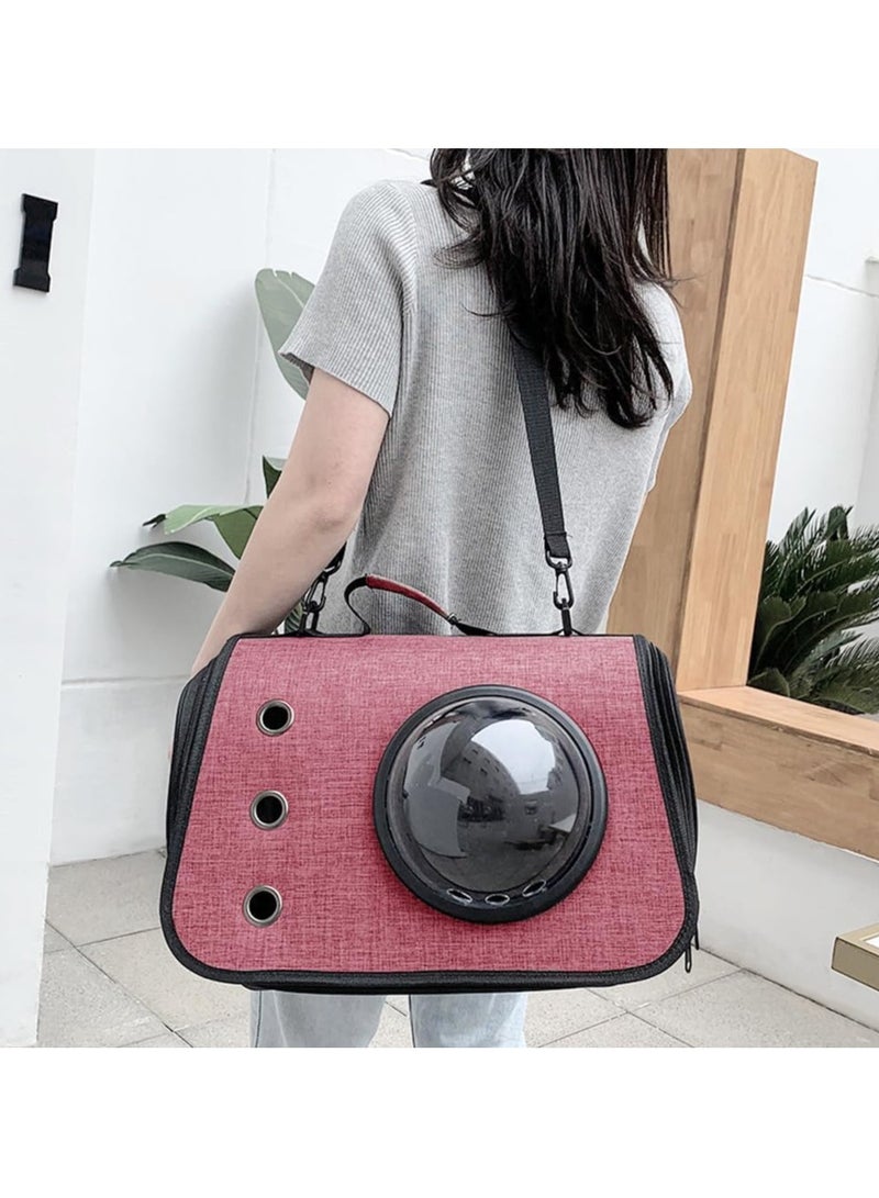 Generic Cat Carrier - Portable Travel Handbag with Bubble Window and Shoulder Strap - Ensures Comfortable Transport for Your Feline Companion (Pink) - Image 2