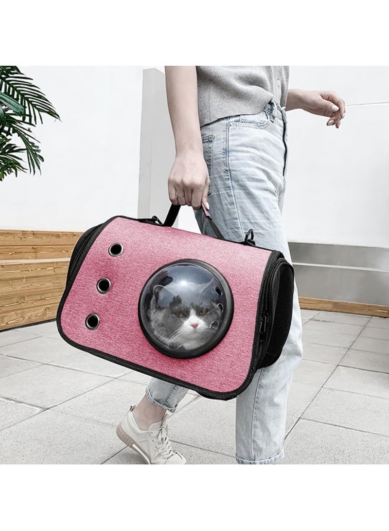 Generic Cat Carrier - Portable Travel Handbag with Bubble Window and Shoulder Strap - Ensures Comfortable Transport for Your Feline Companion (Pink) - Image 3