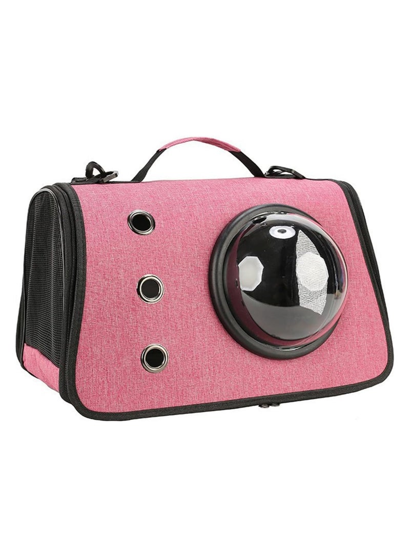 Generic Cat Carrier - Portable Travel Handbag with Bubble Window and Shoulder Strap - Ensures Comfortable Transport for Your Feline Companion (Pink) - Image 1