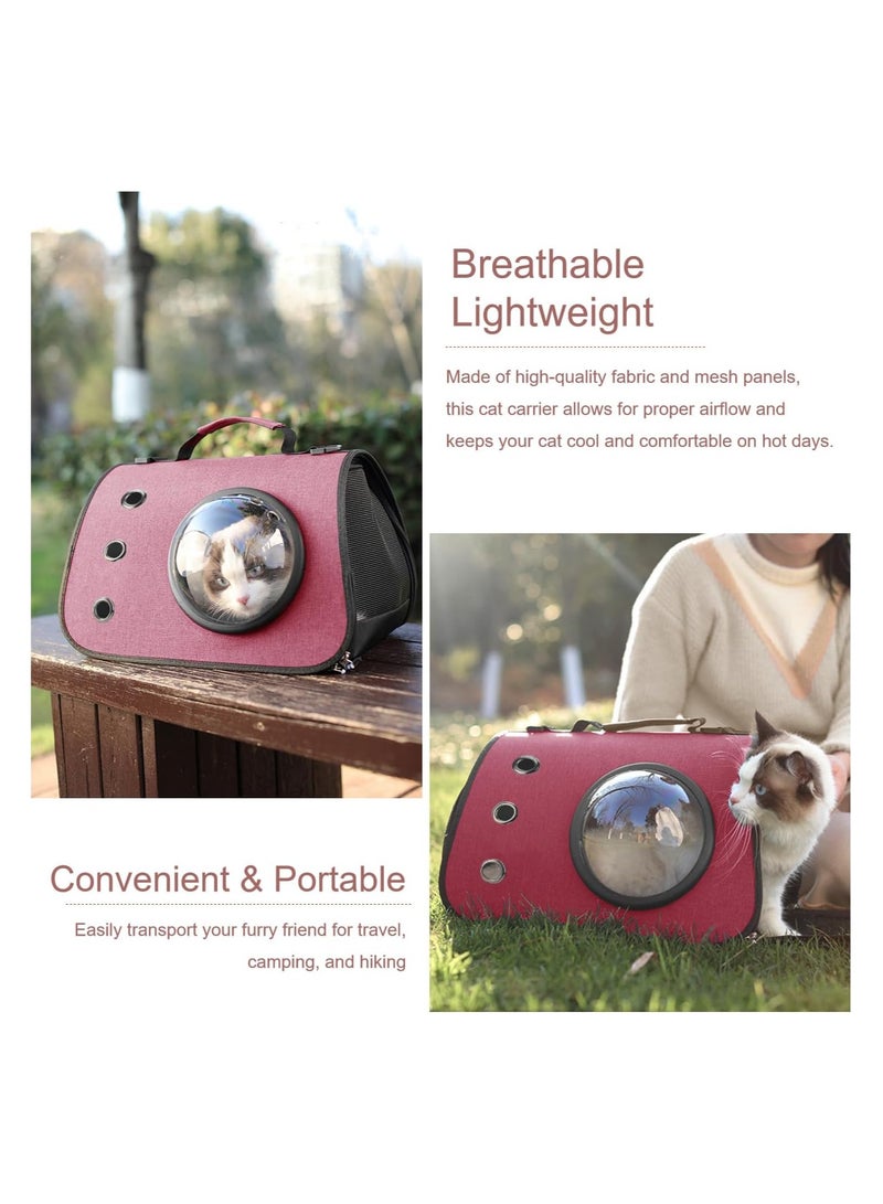 Generic Cat Carrier - Portable Travel Handbag with Bubble Window and Shoulder Strap - Ensures Comfortable Transport for Your Feline Companion (Pink) - Image 4