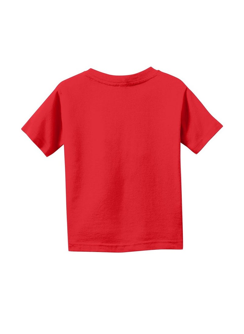 PRINTSHOP4ME - Christmas Emoji Kids Red T-Shirt For Girls–Soft Cotton Round Neck Short Sleeve T-Shirt With Smiley Face Emoji–Great For Parties - Image 1